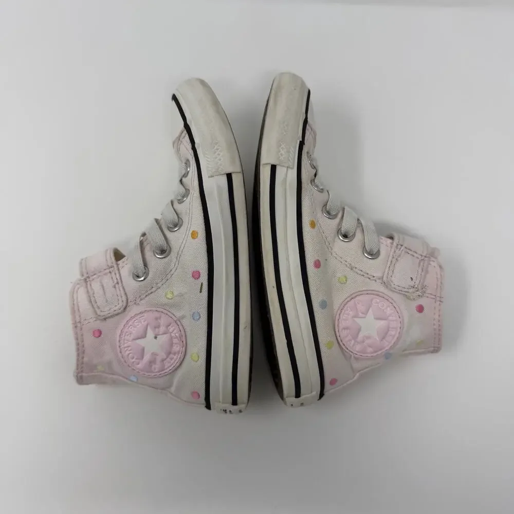 Converse Chuck Taylor All Star Pink Polka Dot High Tops Youth 11